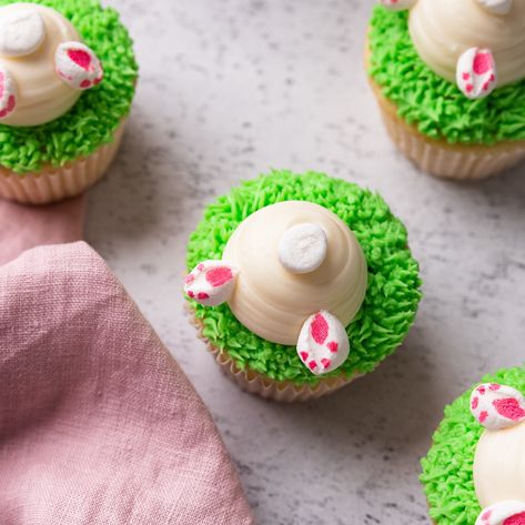 Bunny Tail Cupcakes Bunny Cupcake, Pillsbury Recipes, Bunny Cupcakes, Something Wild, Mini Bundt Cakes, Pink Food Coloring, White Frosting, Ingredient Labels, Pink Foods