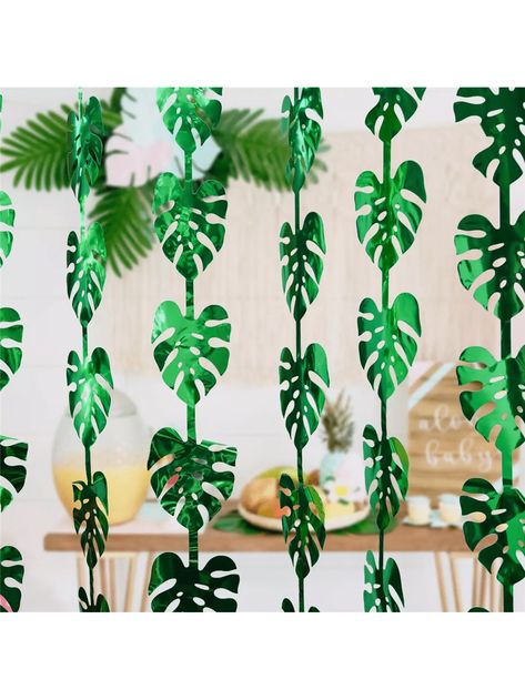 Hawaiian Tropical Party Decorations Green Palm Leaves Garland 3.3X6.6Ft Foil Fringe Curtains Backdrops Tropical Palm Leaf Foil Fringe Banner For Wild One Birthday, Safari, Luau, And Jungle Forest Dinosaur Parties Perfect For Summer Beach & Pool Parties, Hawaiian Themed Events, Birthdays & More Durable Plastic Photo Booth Prop ﻿ Green    PET     Event & Party Supplies, size features are:Bust: ,Length: ,Sleeve Length: Tropical Jungle Theme Party, Hawaiian Luau Christmas Party, Hawaii Theme Birthday Party, Luau Photo Backdrop, Jungle Theme Birthday Party Decorations, Preschool Prom, Aloha Birthday Party, Tropical Party Theme, Party Decorations Green