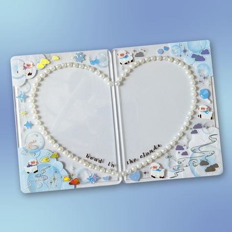 Heart Toploader, Gyaru Journal, Blue Toploader, Toploader Deco, Journal 3, Welcome To My Page, Heart Frame, Book Ideas, Set Design