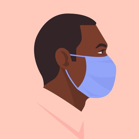 Portrait of Black Man Wearing a Face Mask Wearing Face Mask Drawing, Man Wearing Mask, Face Mask Drawing, Wearing Mask, Mask Drawing, Black Man, Drawing People, Face Drawing, A Face