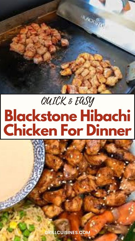 Create a restaurant-style hibachi chicken dinner at home with this easy Blackstone Griddle recipe! Tender, juicy chicken is seared to perfection with fresh veggies and savory sauces, making it the perfect meal for family dinners, cookouts, or meal prep Hibachi Recipes For Blackstone Griddle, Hibachi Theme Party, Chicken Hibachi Blackstone, Blackstone Chicken Thighs, Hibachi Recipes Blackstone, Flat Top Griddle Recipes Cooking Hibachi On Blackstone, Hibachi Chicken Meal Prep, Blackstone Asian Noodles, Chicken Tenderloin Recipes Blackstone, Chicken Recipes For Blackstone, Chicken Thigh Blackstone, Sheet Pan Hibachi Chicken, Chicken Thigh Recipes Blackstone, Ww Blackstone Recipes