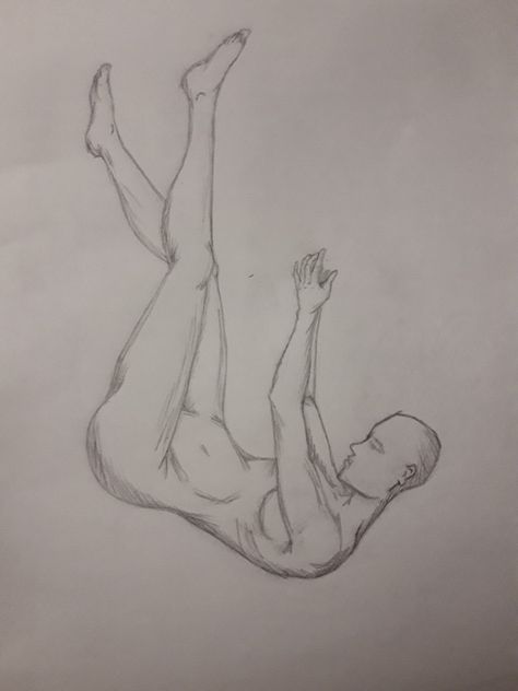 Drawing Of Person Falling, Drawing Of Someone Falling, Person Falling Painting, Person Falling Reference Drawing, Women Falling Drawing, Body Base Drawing Falling, Person Curled Up Drawing, Body Falling Reference, Person Falling Sketch