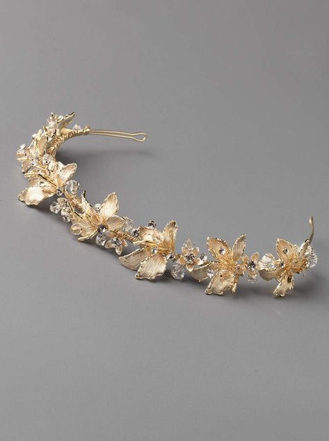 Etsy Gold Floral Bridal Headband, Gold Wedding Headband, Floral Crystal Headband, Bridal Headpiece, Rhine Gold Wedding Headband, Rose Gold Wedding Headpiece, Gold Leaf Headband, Fairy Headpiece, Vine Headband, Bridal Veils And Headpieces, Leaves Headband, Crystal Hair Accessories, Headband Bridal