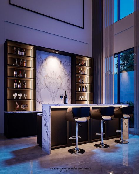 https://www.instagram.com/p/B6lFSCSg-ig/?igshid=j9thsitye1z1 Home Club Room Interior Design, Modern Home Bar Designs Luxury Living Room, Bar And Fireplace Ideas, Bar Interior Design Home, Terrace Bar Design, Modern Home Bar Designs Luxury, Home Bar Designs Luxury, Basement Wet Bar Ideas, Modern Wet Bar