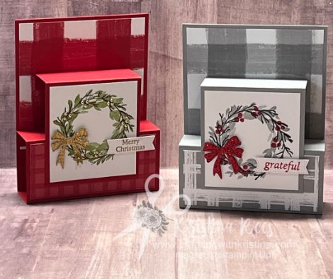 Double Box Fancy Fold Card, Box Fold Card, Double Box Fold Card, Christmas Box Cards, Christmas Fun Fold Card Ideas, Fun Card Folds, Fun Fold Christmas Cards Tutorials, Fancy Fold Christmas Cards, Box Cards Ideas