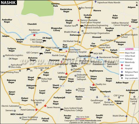 Nasik City Map Nashik City, Area Map, Bus Terminal, Local Area, City Map, Geography, Tourism, Map, India