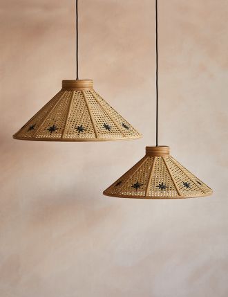 Bedroom Lamps Ceiling, Rattan Ceiling Light, Rattan Ceiling, Scandi Furniture, House Garden Ideas, Rattan Floor Lamp, Boho Lighting, Rattan Lampshade, Farmhouse Mirrors