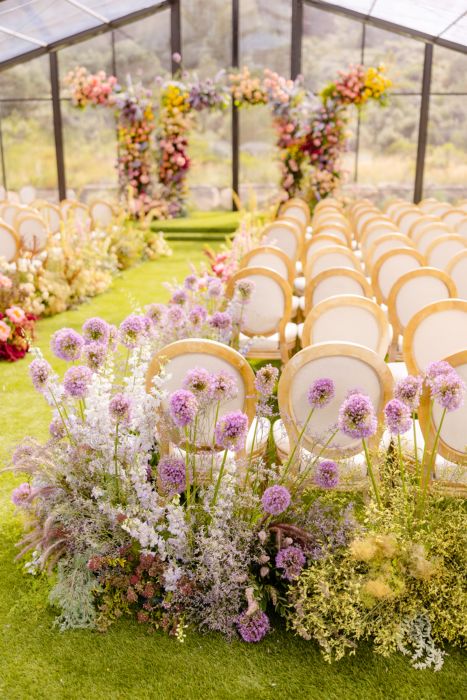 Summertime Nuptials Inspired by the Couple's Engagement Location Take Place at Colorado's Lazy J Ranch Emily Clarke, Alfred Sung Bridesmaid Dresses, Monique Lhuillier Bridal, Dream Reality, Cascading Flowers, Calligraphy Stationery, Engagement Locations, Bella Bridesmaid, Designer Bridal Gowns