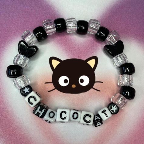 sanrio chococat kandi bracelet - Handmade by me!!... - Depop Sanrio Bracelet Ideas, Hhn Bracelets, Kandi Single Ideas, Sanrio Kandi, Matching Kandi Bracelets, Kandi Bracelets Ideas, Sanrio Bracelet, Scene Bracelets, Pulseras Kandi