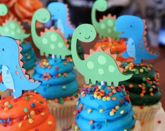 Birthday Cupcakes Boy, Dinosaur Cupcake, Dinosaur Cupcake Toppers, Dinosaur Cupcakes, Dinosaur Birthday Party Decorations, Dinosaur Birthday Cakes, Dinosaur Themed Birthday Party, Dino Birthday Party, 1st Birthday Party Themes