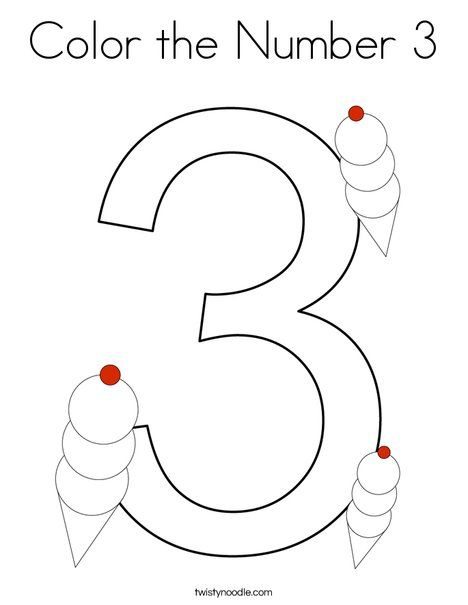 Color the Number 3 Coloring Page - Twisty Noodle Number 3 Coloring Page, Number Three, Number 3 Activity, Number 3 Worksheet, Number 3 Craft, Number 3 Worksheet Preschool, Number 3 Activities For Preschool, Number Crafts, Abc Tracing