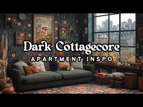 Dark Cottagecore Decor: How to Get the Moody Magical Look in Your Apartment 🍄✨🖤 - YouTube Cozy Witch Aesthetic, Dark Cottagecore Living Room, Practical Magic Aesthetic, Cottagecore Living Room, Cozy Witch, Dark Cottagecore Decor, Granny Chic Decor, Practical Magic House, Cottagecore Ideas