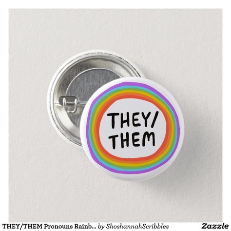 They Pronouns, She Her Pronouns, Rainbow Circle, Circle Rings, They Them Pronouns, Coral Pattern, Lavender Blush, Rainbow Bright, Custom Buttons