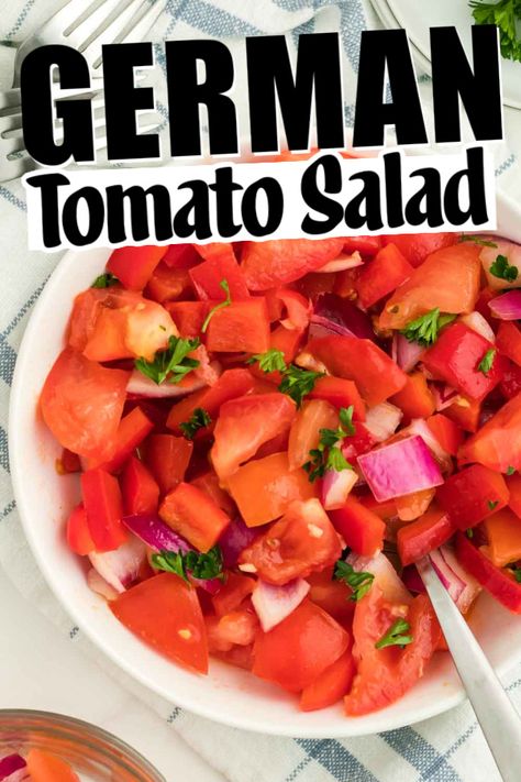 Roma Tomato Salad, Chopped Tomato Recipes, Roman Tomato Recipes, German Tomato Salad, Tomato Salad Ideas, Fresh Tomato Recipes Salad, Tomatoe Salad Recipe, Raw Tomato Recipes, Cherry Tomato Recipes Salad