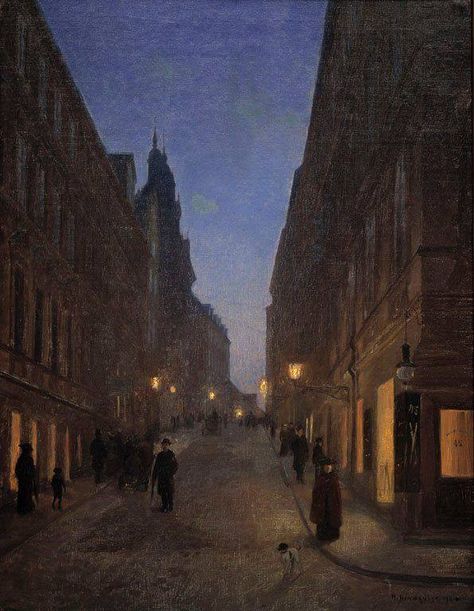 Herman Lindqvist Night Paintings, Dark Gothic Art, Dark Academia Art, Moody Painting, Moonlight Painting, Victorian London, Scenery Paintings, On Canvas, Scene Art