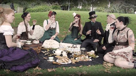 Tea party Gothic Picnic Aesthetic, Gothic Picnic Outfit, Goth Tea Party Outfit, Vampire Picnic, Emo Picnic, Fantasy Picnic, Goth Tea Party, Goth Picnic, Gothic Picnic