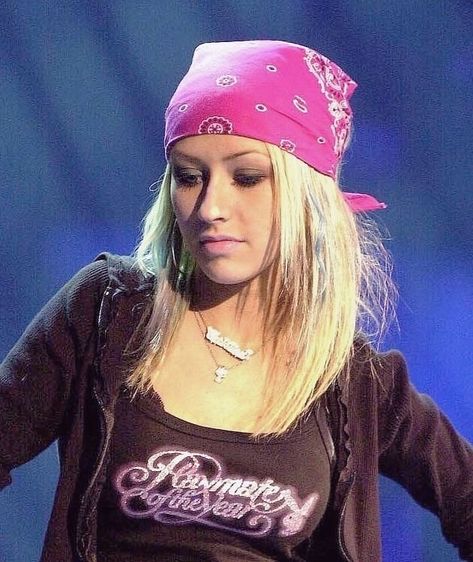 2000s Christina Aguilera, Early 2000s Emo Fashion, Christina Aguilera 90s, Christina Aguilera 2000s, Bandana Girl, Bandana Hairstyles, Back To Basics, Christina Aguilera, 2000s Fashion