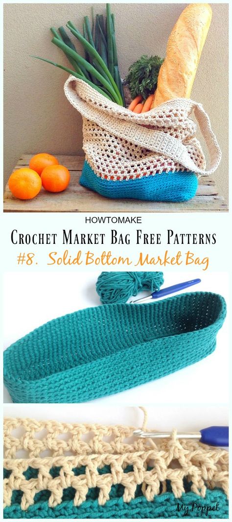 Plarn Market Bag Pattern Free, Bag Bottom Crochet, Market Crochet Bag Free Pattern, Net Market Bag, Grocery Bag Crochet Pattern Free, Crochet Grocery Bags Free Patterns, How To Crochet The Bottom Of A Bag, Knitted Grocery Bag Free Pattern, Crochet Reusable Grocery Bags Free Pattern