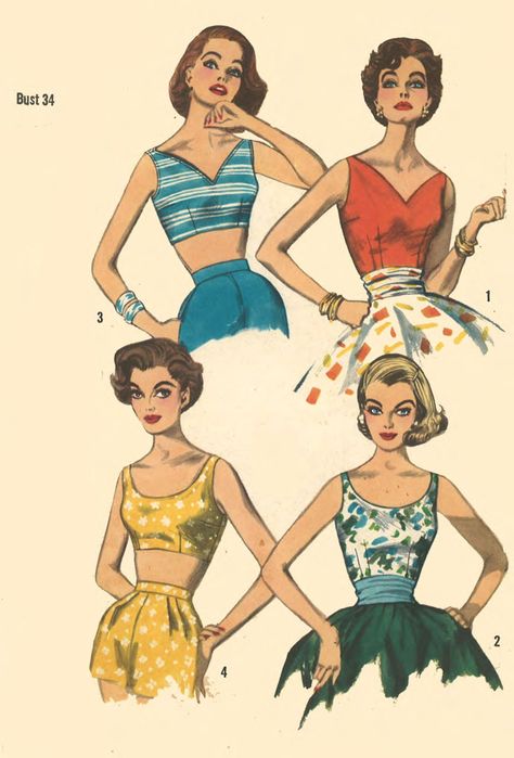 1950s Patterns, Simplicity Patterns Vintage, 1950s Sewing Patterns, Patron Vintage, Bra Pattern, Vintage Dress Patterns, Blouse Pattern Sewing, Motif Vintage, Retro Mode