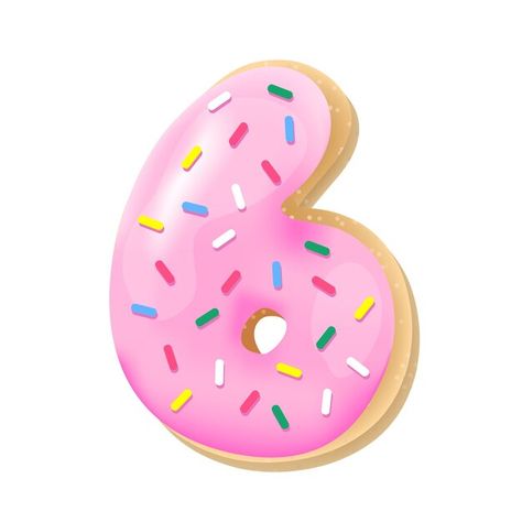 Glazed pink number 6 from donut font swe... | Premium Vector #Freepik #vector #white #holiday #fonts #food Donut Font, Holiday Fonts, Number 6, Food Illustration, Yummy Cookies, Food Illustrations, Pink Candy, Premium Vector, Sprinkles