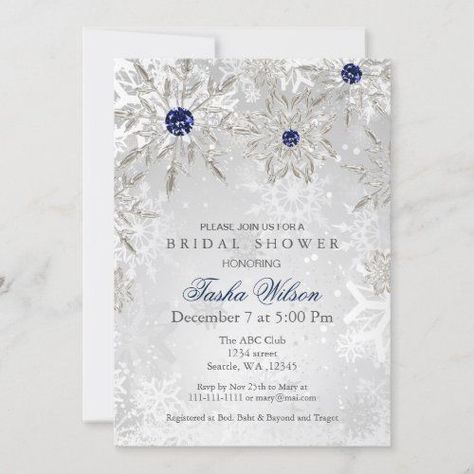 $2.95 | Silver Navy Snowflakes Winter Bridal Shower Invite #snowflakebridalshowerinvitations #winterbridalshowerinvitations #snowbridalshowerinvitations #winterwonderlandbridalshower #snowflakeswinterbridalshower #winterbridalshowercardssnowflake #winterbridalshowercards #christmasthemedbridalshowercards #wintercouplesshowerinvitations #winterweddingshowerinvitations Snowflake Wedding Theme, Wonderland Wedding Invitations, Winter Bridal Shower Invitations, Tea Bridal Shower Invitations, Snowflake Wedding, Winter Bridal Showers, Silver Wedding Invitations, Wedding Invitation Size, Winter Wedding Colors