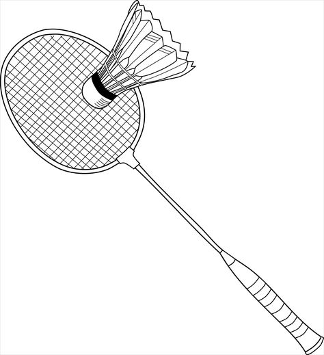 Badminton Bat, Printable Sports, Sports Coloring Pages, Desain Buklet, Calming Activities, Online Coloring Pages, Clipart Black And White, Badminton Racket, Mandala Design Art