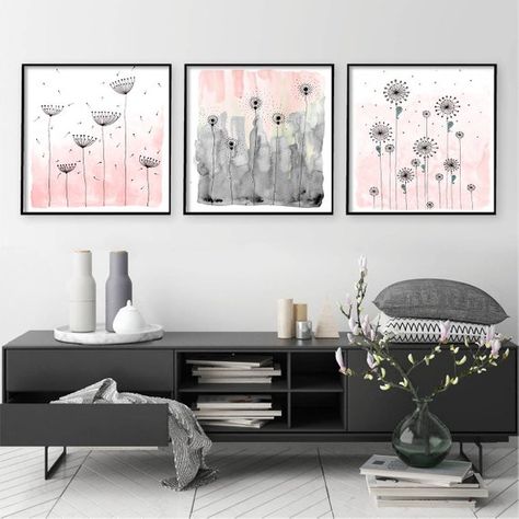 3 Original Drawing - Set watercolour flowers- 12x12" up to 24x24" Art Print, Wall Decor, Illustratio Nyc Art Print, Blush Pink Decor, Farm Prints, Murs Roses, Watercolour Flowers, Pastel Decor, Art Pastel, Flower Paintings, Farmhouse Bedroom Decor