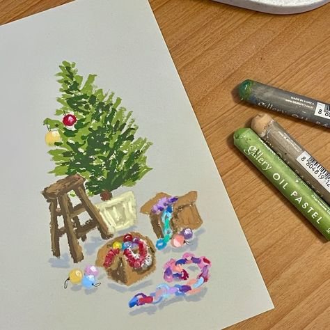 ig: ikuka___ Oil Pastel, Pastel, Christmas