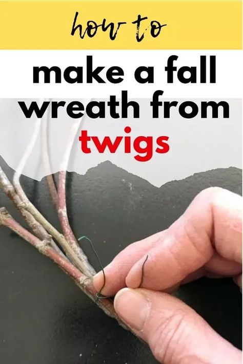 Easy and cheap fall, winter or Christmas wreath idea you can make from branches. Elegant quick twig wreath you can make for FREE to decorate front door or living room mantle. #diytwigwreath #diyfallwreath #diychristmaswreath Diy Twig Wreath, Unique Fall Wreath, Decor Hacks Diy, Fall And Halloween Crafts, Living Room Mantle, Christmas Crafts Diy Projects, Dollar Store Christmas Crafts, Dining Room Floor, Christmas Wreath For Front Door