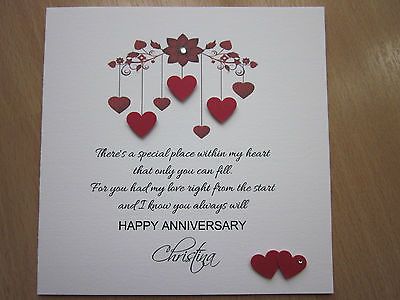 Personalised Handmade Anniversary, Engagement, Wedding Day Card - Husband, Wife Anniversary Card Messages, Anniversary Verses, Cards For Husband, Marriage Anniversary Cards, Valentines Card For Husband, Marriage Anniversary Gifts, Anniversary Cards For Wife, Anniversary Cards For Him, Anniversary Cards Handmade