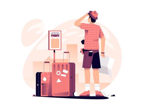 Tourist by Gytis Jonaitis Ui Illustration, Office Background, App Background, Flat Design Illustration, People Illustration, Illustration Character, Flat Illustration, Illustration Character Design, Editorial Illustration