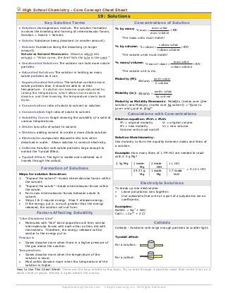 Solutions cheat sheet Chemistry Final Cheat Sheet, School Study Ideas, High School Chemistry, Teaching Chemistry, Chemistry Lessons, Chemistry Notes, Study Ideas, School Study, School Hacks