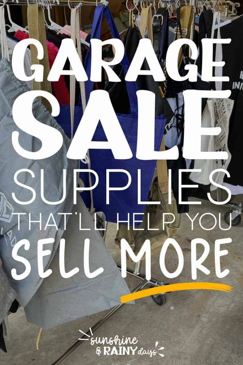 In order to host a successful garage sale, it's important to plan and have the right garage sale supplies to make it a good shopping experience for your customers. Set a budget of how much you are willing to spend on garage sale supplies keeping in mind that you don't want to wipe out any earnings you would make at the sale. Garage Sale Printables, Garage Sale Pricing Guide, Garage Sale Clothes, Successful Garage Sale, Yard Sale Hacks, Garage Sale Organization, Yard Sale Organization, Medical Binder Printables, Garage Sale Tips