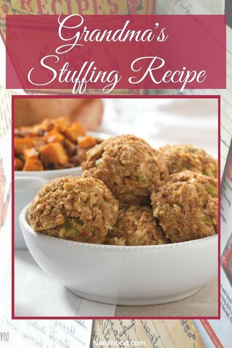 Grandma's Stuffing Recipe This is a must-try that compliments so many meals. Nothing beats Grandma's delicious dressing balls. #recipe #dressing #stuffing #nanahood #thanksgiving #christmas #holiday Dressing Balls Recipe, Dressing Balls, Dressing Stuffing, Stuffing Balls Recipe, Best Stuffing Recipe, Best Stuffing, Savory Breads, Stuffing Balls, Homemade Stuffing