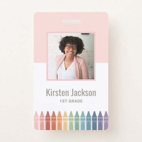 Teacher Name Tag, School Name Tag, School Name Tags, School Supplies Ideas, Name Tag For School, Teacher Photo, Badge Template, Teacher Badge, Sunday School Teacher