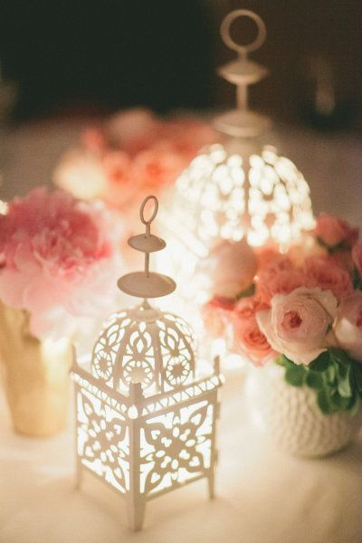 Pink Lanterns, Lanterns, Candles, Flowers, Pink, White