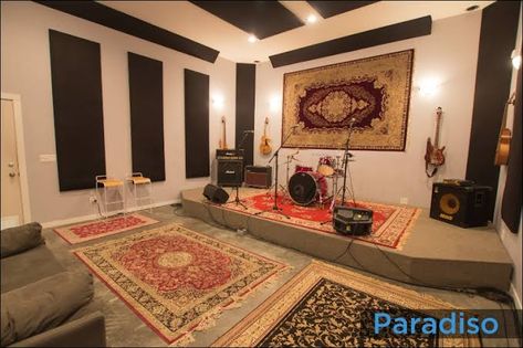 Garage Hangout, Band Rehearsal, Studio Music Room, Event Space Rental, Drums Studio, Music Room Design, Rehearsal Studios, Drum Room, Home Studio Ideas