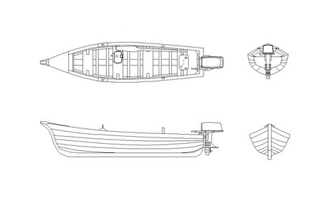 Fisherman boat design with plan and elevation view dwg file Boat Design Drawing, Fisherman Architecture, Isometric Reference, Boat Top View, Boat Architecture, People Top View, Boat Png, Fisherman Village, Boat Sketch