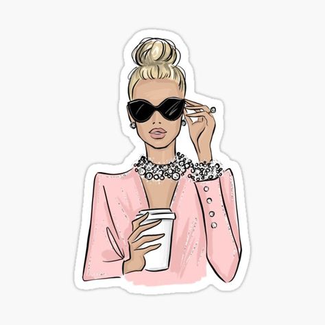 Girl boss with coffee fashion illustration Sticker Girl Boss Illustration, Girl Boss Stickers, Coffee Fashion Illustration, Girl Boss Planner, Boss Fashion, Friends Sketch, Art Traditional, Sassy Girl, Coffee Fashion