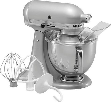 KitchenAid - KSM150PSMC Artisan Series Tilt-Head Stand Mixer - Metallic Chrome Kitchenaid Artisan Stand Mixer, Kitchenaid Artisan, Countertop Appliances, Kitchenaid Stand Mixer, Head Stand, Kitchen Accessories Decor, Stainless Steel Bowl, Hand Mixer, Electric Mixer