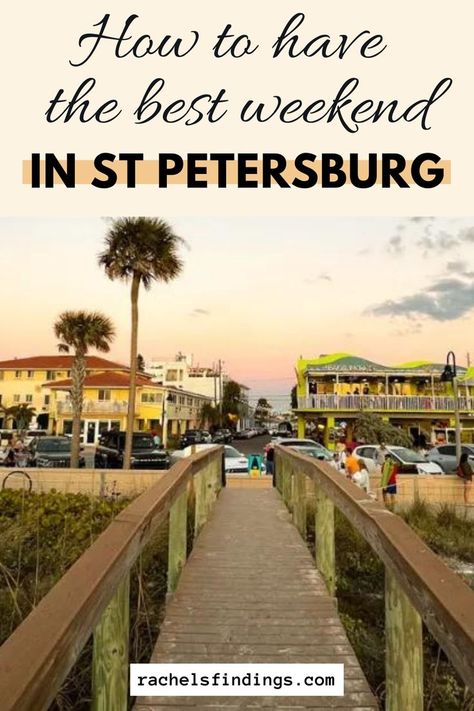 beach boardwalk looking towards the small beach town during sunset with palm trees to the left side St Petersburg Florida Things To Do In, Things To Do In St Petersburg Florida, Things To Do Inside, Treasure Island Florida, Travel Florida, Couples Weekend, St Pete Beach, Girls Vacation, Birthday Trip