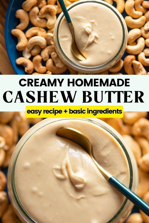 Homemade Cashew Butter Cashew Butter Recipe, Butter At Home, Nut Butter Recipes, Homemade Nut Butter, Dairy Free Alternatives, Finger Foods Easy, Cashew Butter, Nut Butters, Peanut Butter Recipes