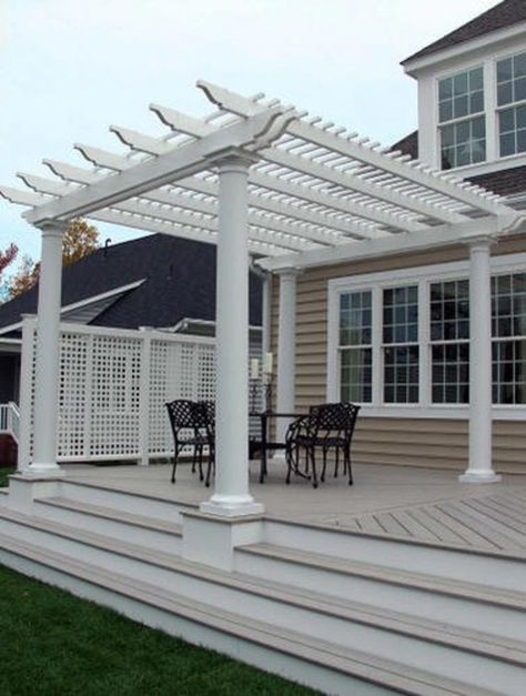 Different Types of Outdoor Pergola Roof Materials. This article describes the various different kinds of outdoor pergola roof materials used to cover a garden, patio, or deck area in your backyard. Pergola Metal, Pergola Roof, White Pergola, Pergola Diy, Steel Pergola, Cheap Pergola, Pergola Swing, Patio Pergola, Build Outdoor Kitchen