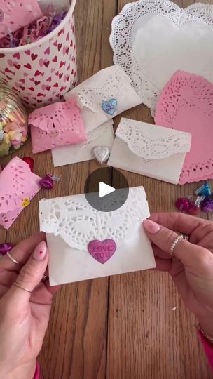 14K views · 36 reactions | Make these easy Valentine envelopes with paper heart doilies from the dollar store 💕 #valentines #valentineenvelope #dollartree #crafts #diy #madewithlove #facebook #valentine | Lacie Nicole Heart Doilies Crafts, Valentine Cards Handmade Simple, Dollar Store Valentines, Valentine Envelopes, Heart Doilies, Diy Doily, Valentine Paper Crafts, Valentine Card Crafts, Valentines Envelopes