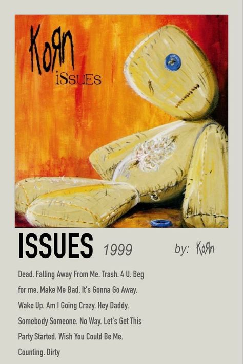 Korn Issues Album Cover, Korn Minimalist Poster, Korn Album Covers, Korn Posters, Issues Korn, Korn Poster, Korn Issues, Minimalist Music, Album Posters