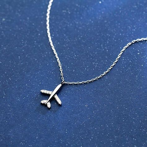 Crystal Airplane Sterling Silver Necklace Silver Necklace Outfit, Airplane Pendant, Plane Necklace, Airplane Necklace, Hammered Silver Jewelry, Wanderlust Jewelry, Yas Queen, Silver Jewelry Diy, Handmade Crystal Jewelry