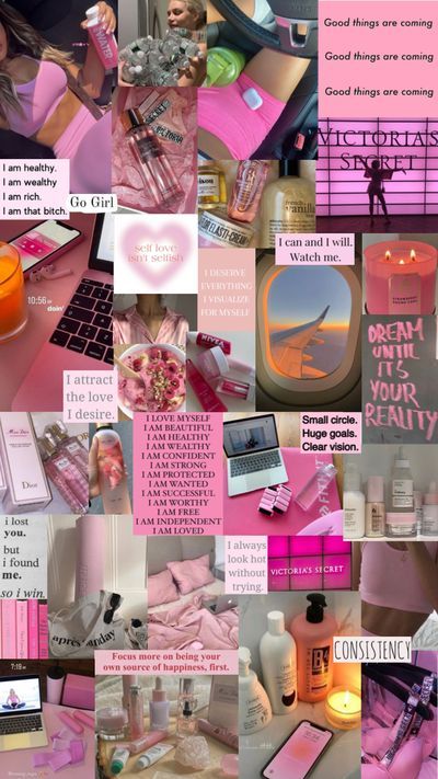 Check out islaj_04's Shuffles #love #pink #visionboard #newyear #collages #quotes Pink Vision Board 2023, Ipad Wallerpaper, Pink Visionboard, Pink Vision Board Aesthetic, Hobbies Aesthetic, Girly Whispers, Vision Board Collage, Luxury Quotes, Vision Board Wallpaper