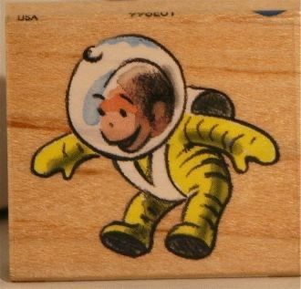 Curious George, Rubber Stamp, Stamp, Media, Wood