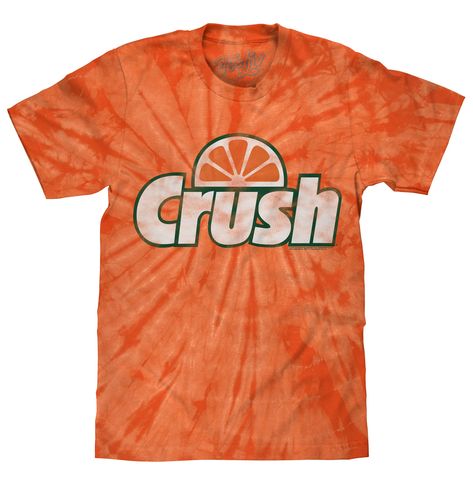 PRICES MAY VARY. Got A Crush?: Celebrate your favorite citrus soda with this graphic tee featuring the fully licensed Orange Crush logo - distressed and printed on a soft, orange tie-dye cotton tee. Easy Care Tees: This Crush soda orange slice design is licensed and screen-printed on a soft, 100% cotton tee that goes from the washing machine to the dryer without losing shape, shrinking or fading. Graphic is intentionally distressed for a worn, vintage look. No Fuss Sizing: Tee Luv Orange Crush s Crush Logo, Soda Logo, Orange Crush Soda, Crush Soda, Orange Tie Dye, Soft Orange, Orange Tie, Casual Night Out, Tie Dye Cotton