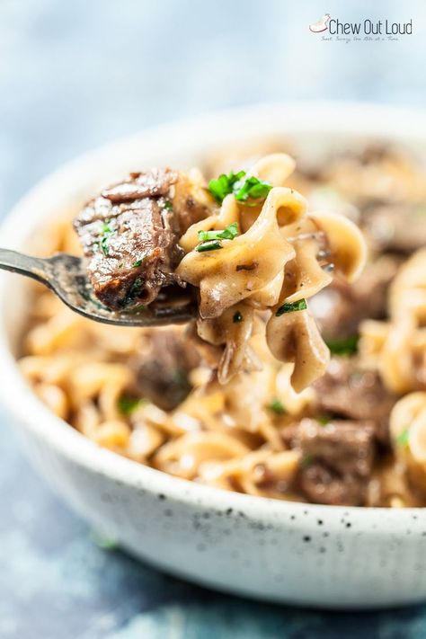 Instant Pot Beef Stroganoff Recipe | Chew Out Loud Instant Pot Beef Stroganoff, Multicooker Recipes, Cheese Pasta Salad, Lasagna Vegan, Pasta With Meat, Pressure Cooker Beef, Beef Kabob Recipes, Beef Stroganoff Crockpot, Beef Stroganoff Recipe